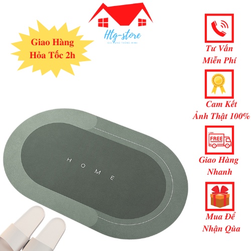 Thảm lau chân Silicon HOME lót cửa chùi chân, siêu thấm hút, chống trượt cho phòng tắm (60x40cm)