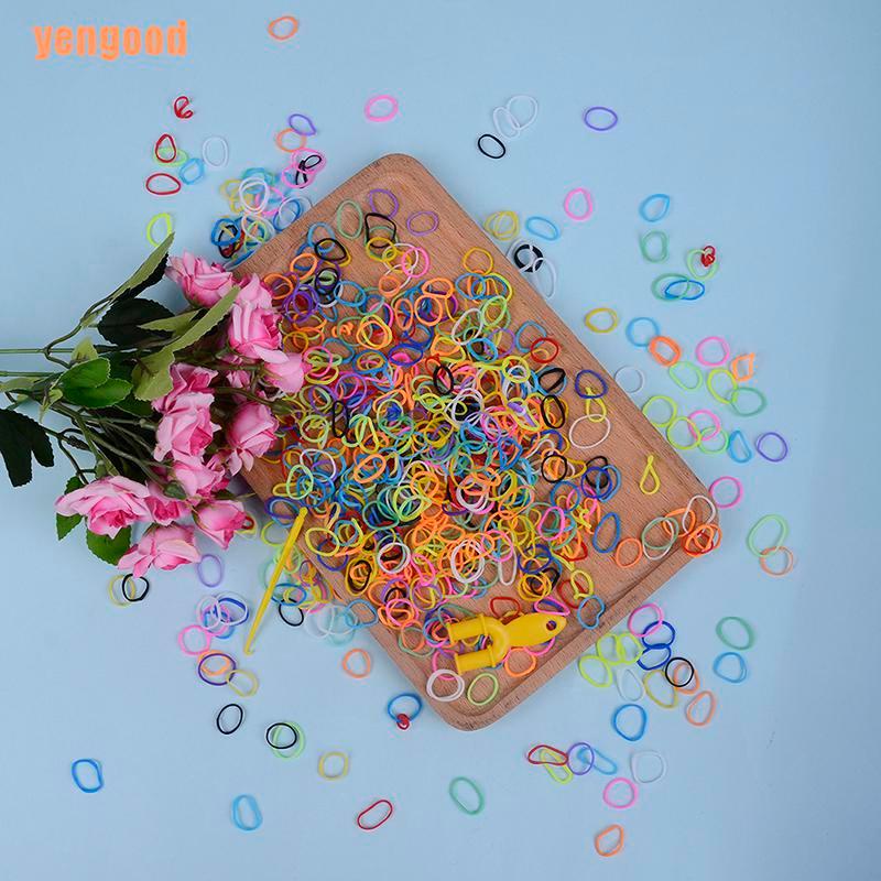 Bộ 600 Dây Cao Su Bện Màu Cầu Vồng Dùng Làm Đồ Thủ Công