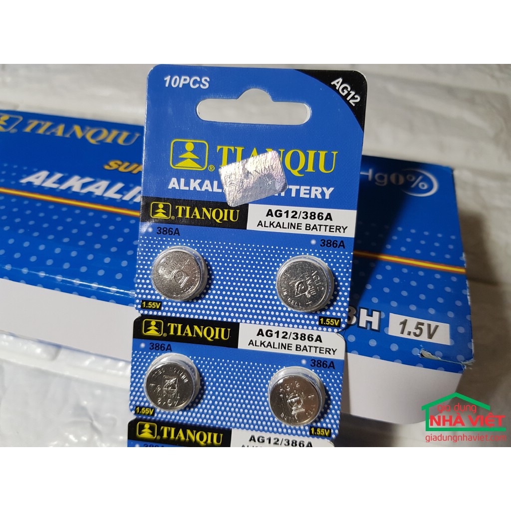 Vỉ 10 viên pin cúc áo Alkaline AG12 – 386A AG12 301 386 L1142 LR1142 186 D301 D386