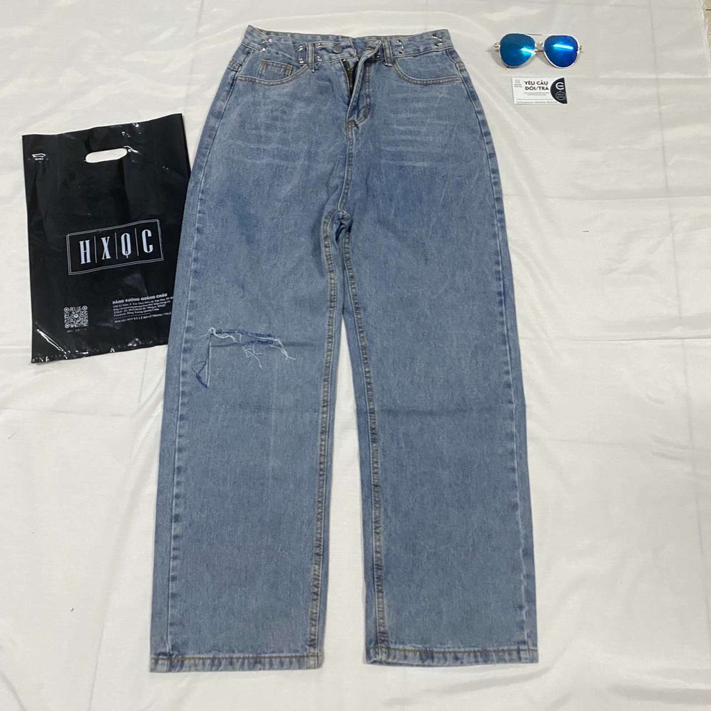 [Size S,M] Quần jeans ống rộng xanh nhạt Ulzzang Quảng Châu QDJ53