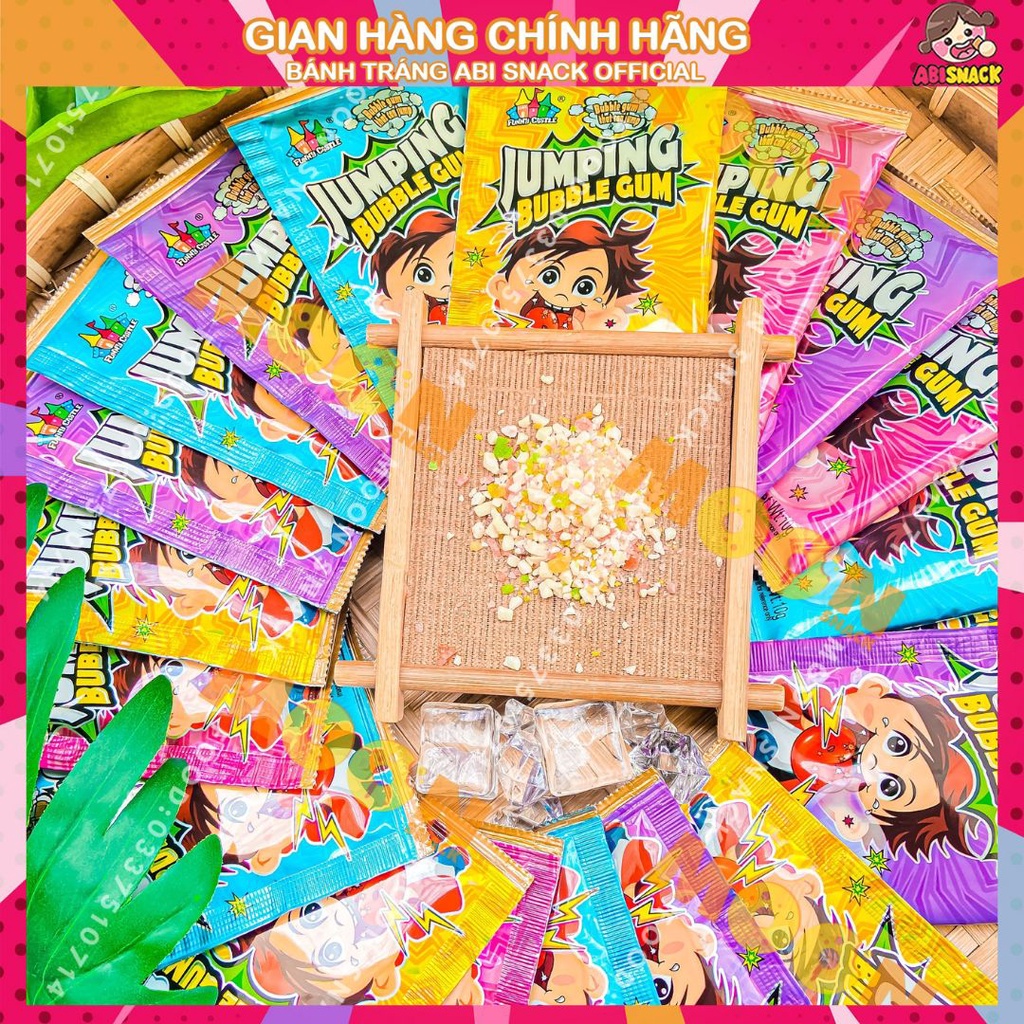 set 5 gói kẹo nổ trái cây Jumping Buble Gum hãng Funny Castle gói 10g ăn vặt tuổi thơ Moon Snack Food