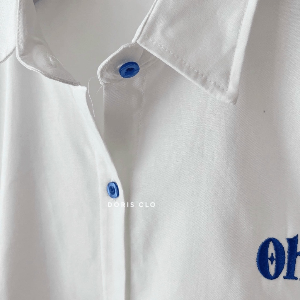 Áo Sơ Mi Nữ Tay Lỡ Thêu OH Chất kate Lụa Mịn Mát Form Rộng Mặc Đẹp Thoải Mái Thoáng Mát NEW UNISEX