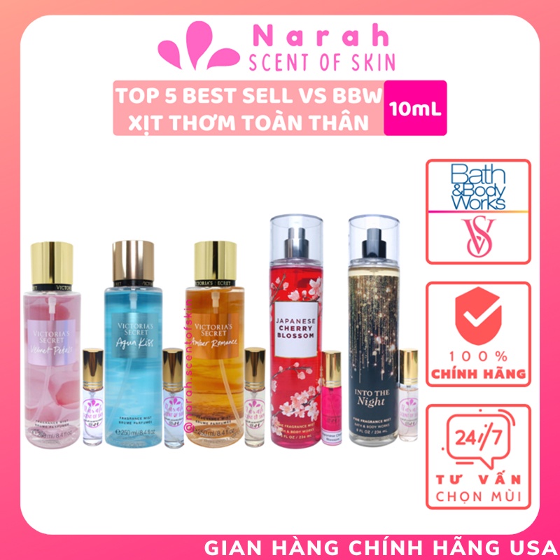 Xịt thơm body mist Victoria secret & BBW best-selling scents - Narah ScentOfSkin