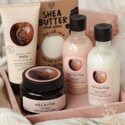 Dầu gội xả giảm gãy rụng tóc khô hư tổn the body shop shea butter rich replenishing 250ml