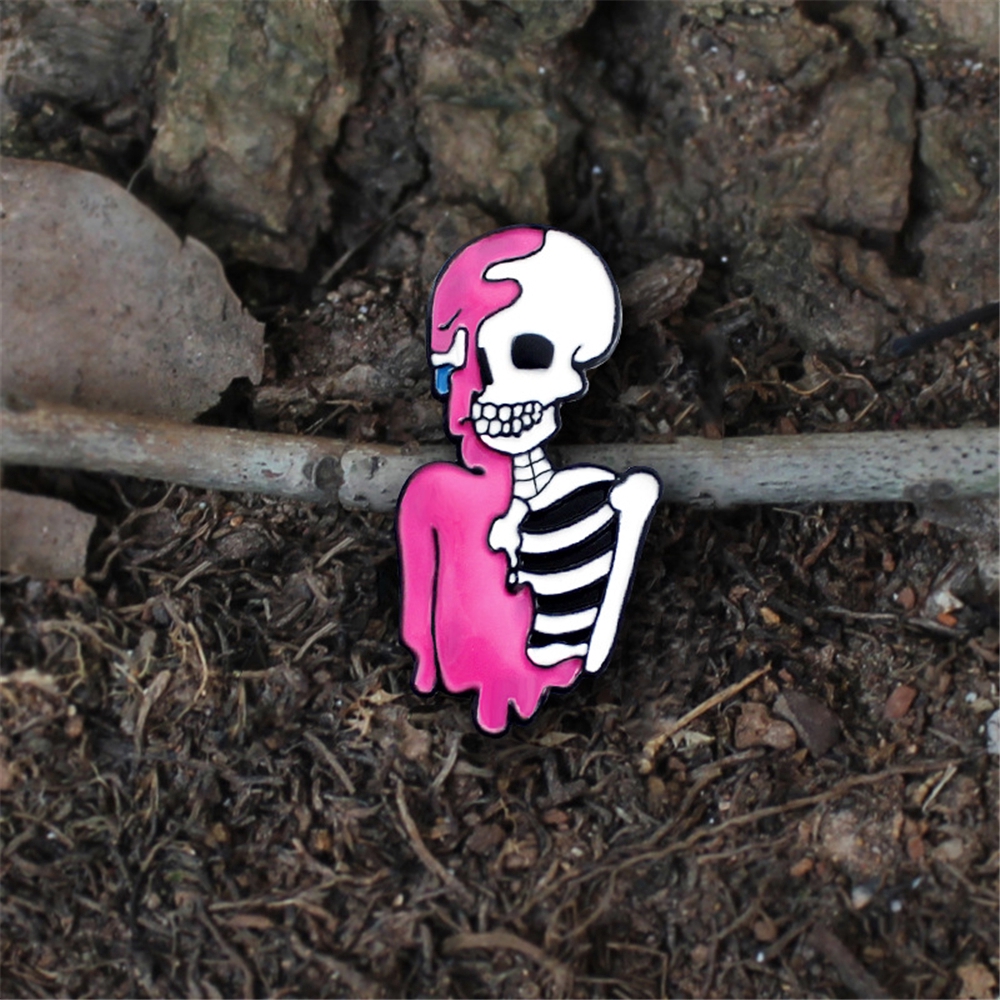 Huy Hiệu Cài Áo Kim Loại Hình Đầu Lâu Và Hoa Hồng Độc Đáo