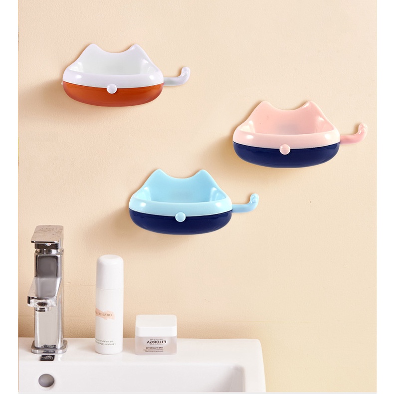 Khay Đựng Xà Phòng Gắn Tường Không Cần Khoan Lỗ Hình Mèo Cute - Dumi Shop