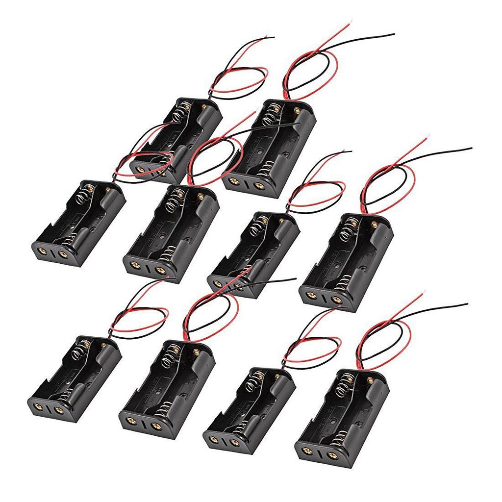 5pcs 2x1.5v Aa Battery Holder Plastic Storage Box Black