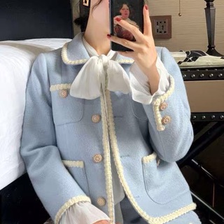 (Sẵn)Set Dạ Tweed Xanh Tiểu Thư