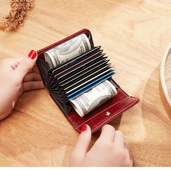 Ví Da Sáp Dầu Phong Cách Vintage Nhiều Ngăn Đựng Thẻ Mini Cho Nam Nữ
