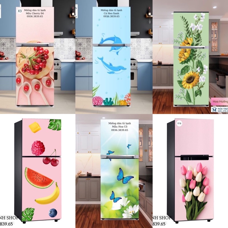 Miếng dán tủ lạnh các mẫu  không thấm nước, có sẵn keo dán