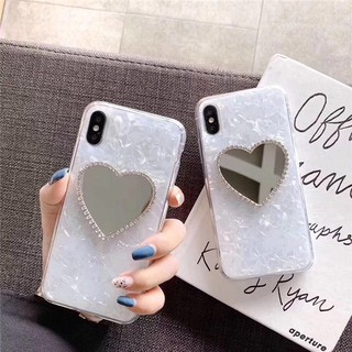[ IPHONE ] ỐP Lưng vân Đá Trắng Gương Trái Tim