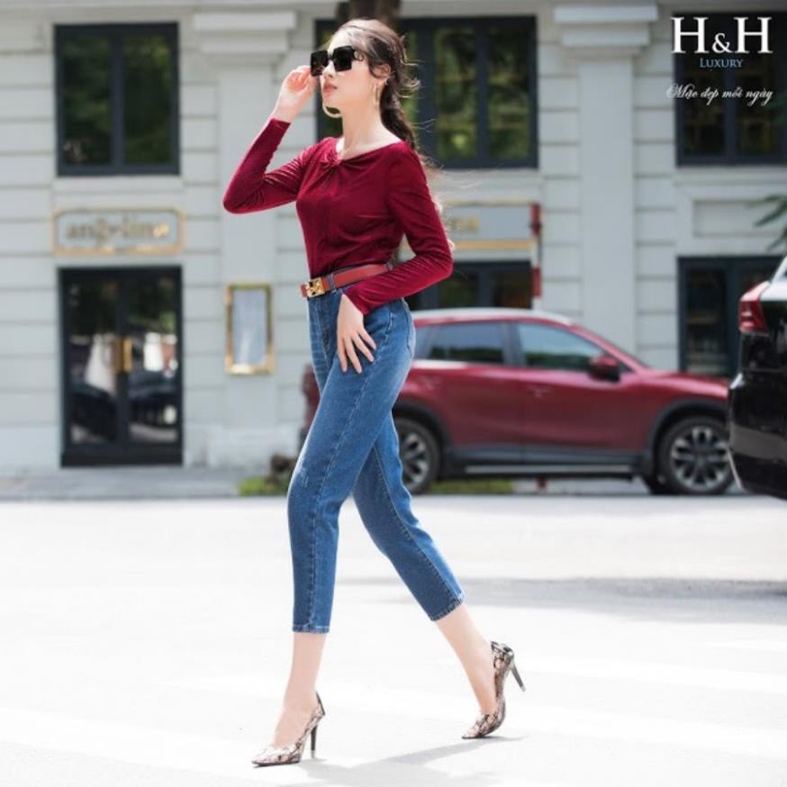 Quần jean baggy thiết kế H&H Luxury - Quần Baggy xước cạp vừa, ôm eo - Thời trang nữ công sở video tại cửa hàng . ,