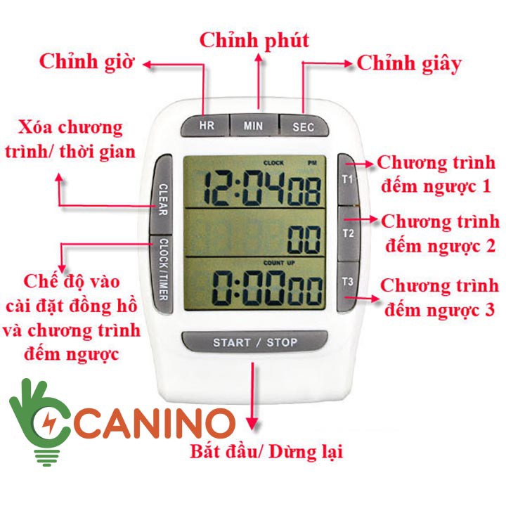 Đồng hồ mini đếm ngược canino 3 trong 1 FREE SHIP