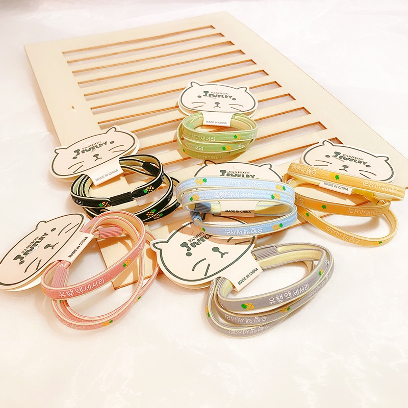 Set 3 dây cột tóc in chữ SD413 màu dễ thương, cute, xinh đẹp phong cách Hàn Quốc làm phụ kiện tóc thời trang cho nữ