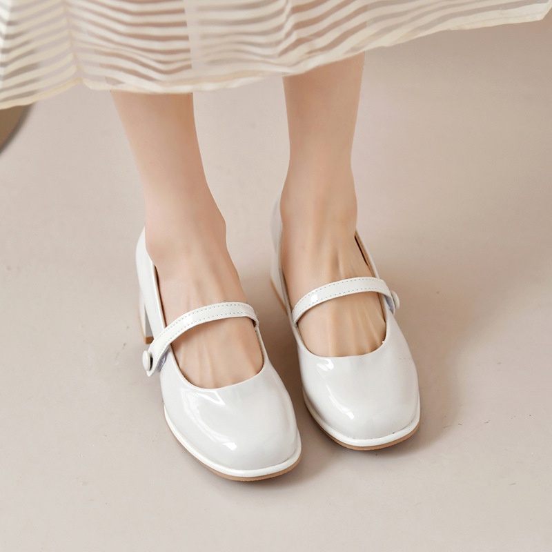 IELGY Giày Cao Gót Bằng Da Phong Cách Retro Pháp Thanh Lịch Dành Cho Nữ