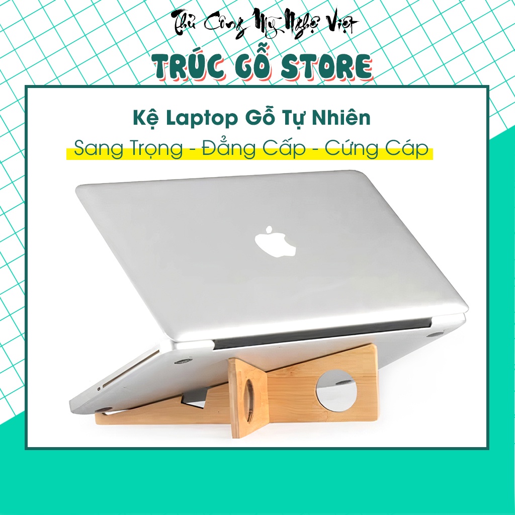 Kệ laptop, giá đỡ máy tính xách tay bằng gỗ tản nhiệt tự nhiên hình chữ X giúp giá đỡ cứng cáp, không bị lật đổ