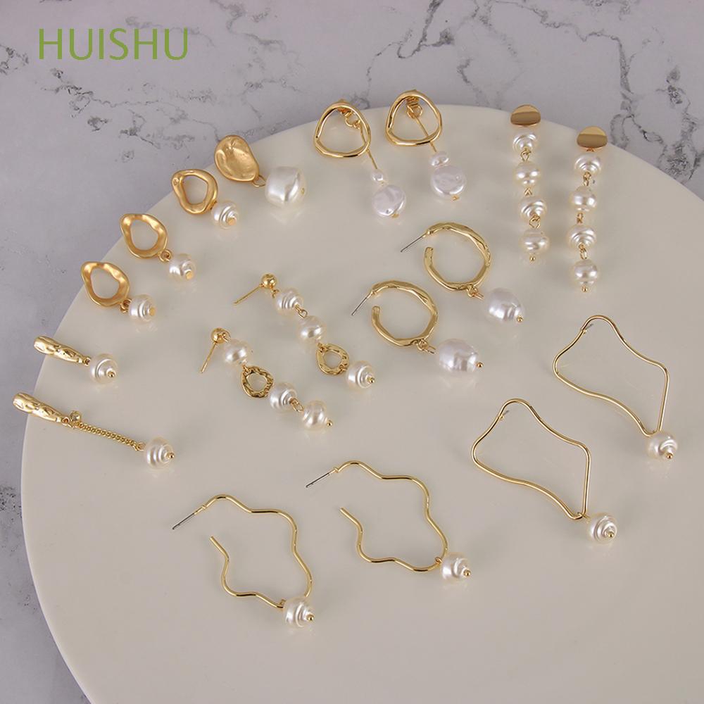 Khuyên tai nữ trang dáng dài đính ngọc trai phong cách Hàn Quốc