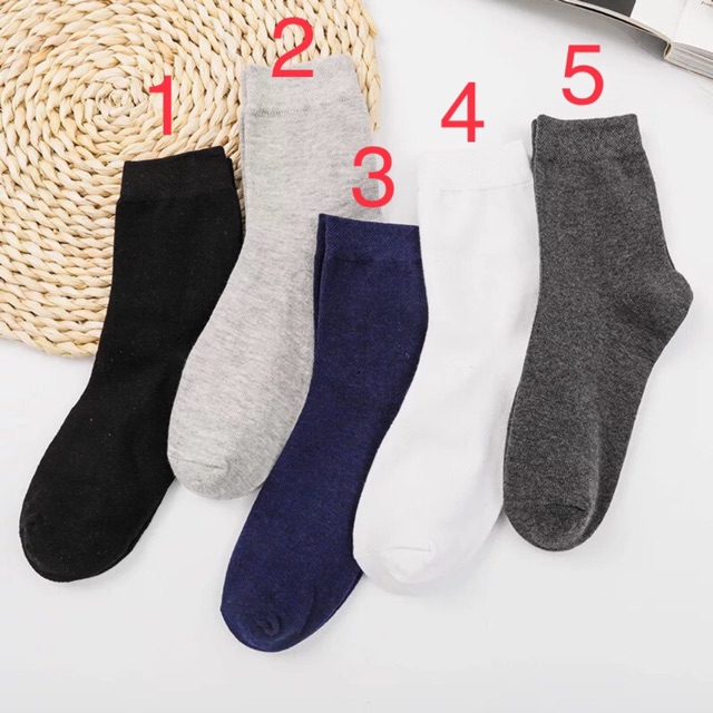 Tất vớ trơn cổ trung cotton - Sẵn hàng