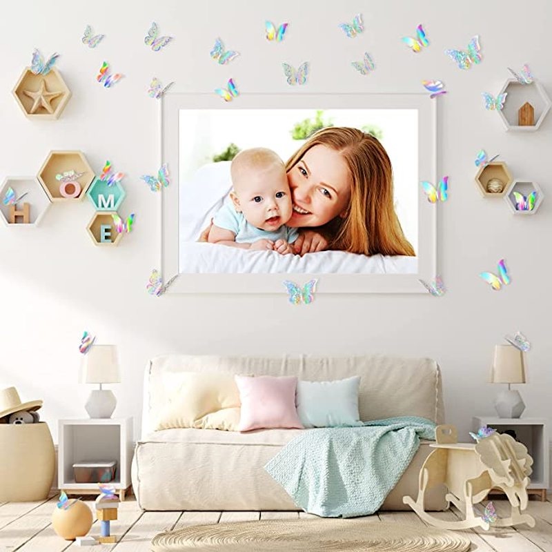 Set 12 Miếng Dán Tường Hình Bướm 3D Hiệu Ứng Pha Lê Trang Trí Nhà Cửa