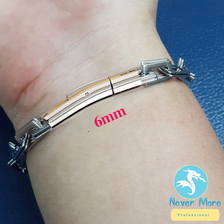 Lắc tay nam inox kiểu chữ nhật kép 6mm khóa gài vip sáng đẹp, không đen, thể hiện đẳng cấp phái mạnh