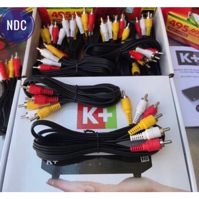 Cáp RCA dây AV 6 đầu bông sen lõi đồng, hàng chuẩn theo đầu thu K+, MobiTV, VTC, HD Player, Âm ly - 1,5m