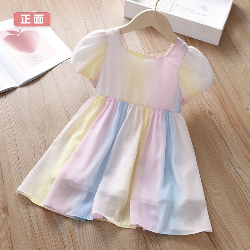 Đầm Công Chúa Chất Chiffon Tay Ngắn Hoạ Tiết Bướm Nhiều Màu Sắc Cho Bé Gái