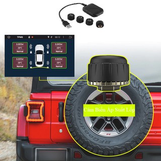 TPMS Tích Hợp Màn Android Cảm Biến Áp Suất Lốp Gắn Van Ngoài