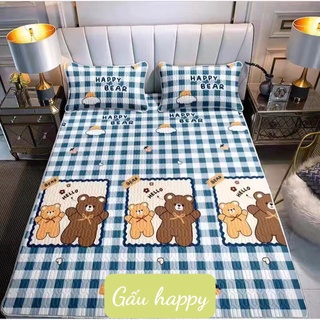 Chiếu điều hòa cao su non 5D Tencel,kích thước m6/m8/M4, mẫu đôi bạn gấu