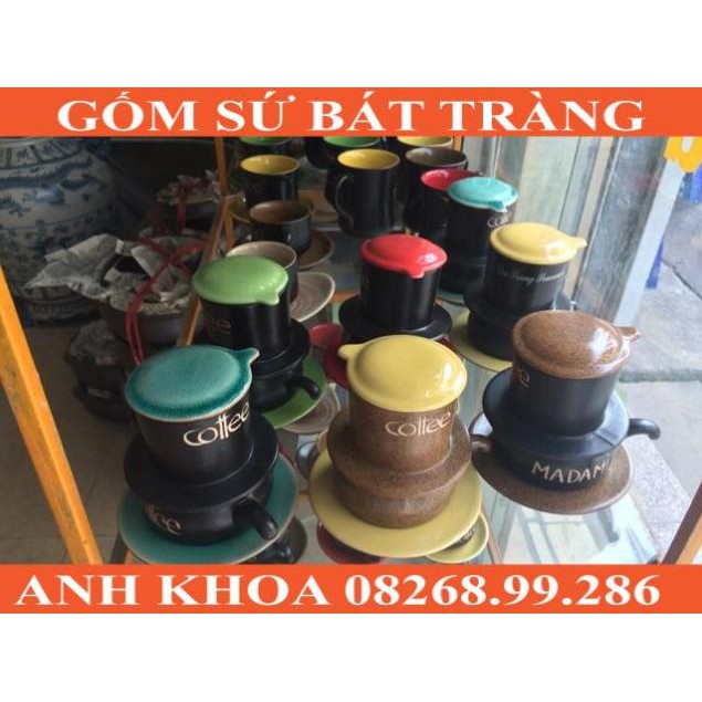 Bộ phin coffee + cốc+ đĩa ( or bếp đốt) Bát Tràng - Gốm sứ Bát Tràng Anh Khoa