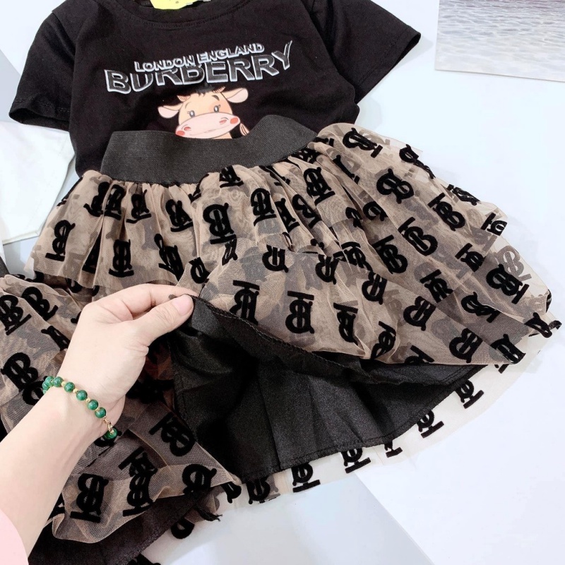 Sét váy cho bé gái áo Pull BR mix chân váy họa tiết tầng Xiaomimi SF570