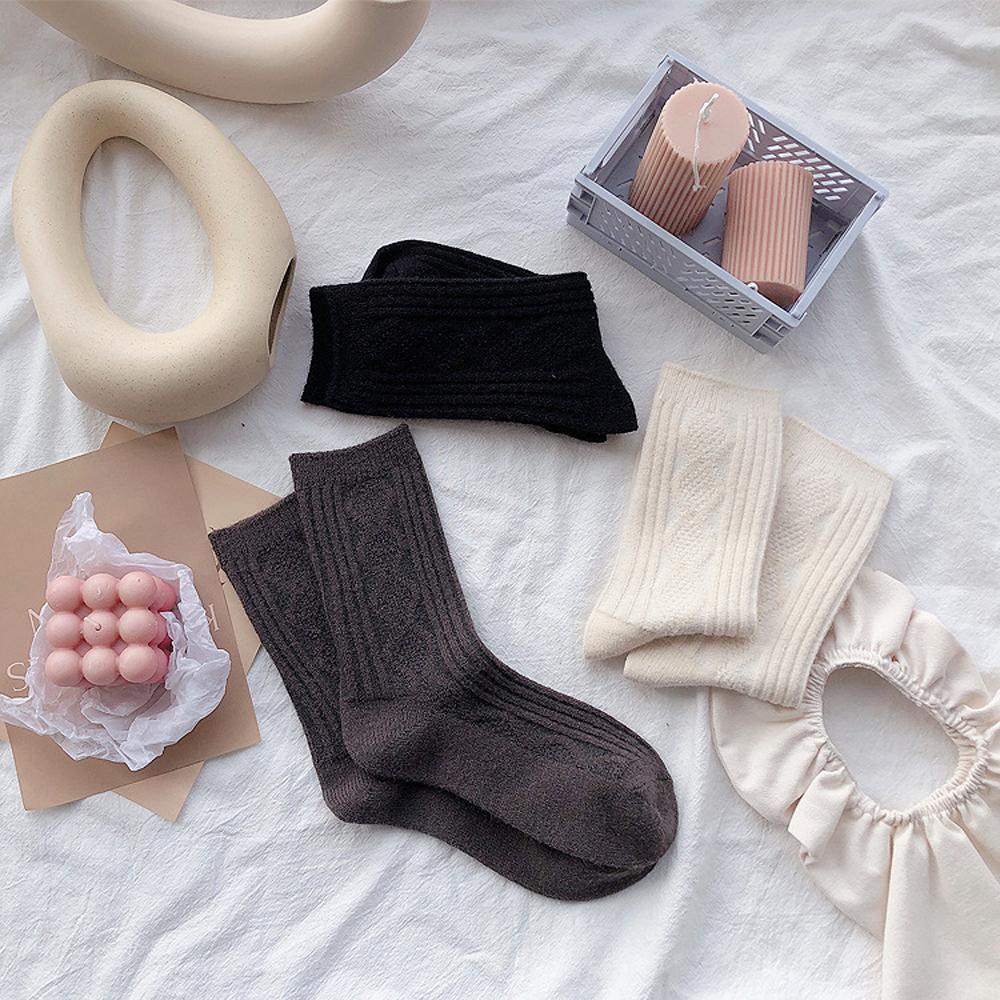 Đôi Tất Dệt Kim Màu Ngà Phong Cách Retro Thời Trang Mùa Thu Giản Dị Thoáng Mát