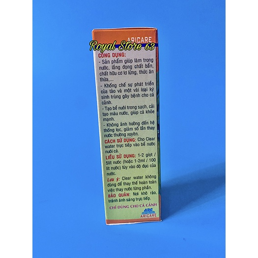 Clear Water men vi sinh làm trong nước cho bể cá cảnh cho bể cá cảnh chai 30ml Aricare