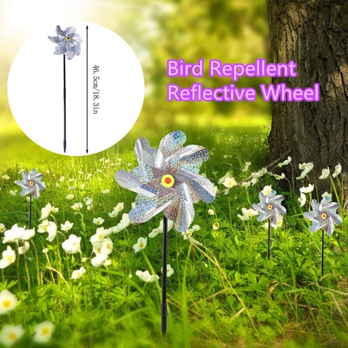 EPOCH Outdoor Bird Blinder Pest Control Windmill Bird Repellent Spinner Deterrant Sparkly Scare Off Garden Decoration Holographic Pinwheel