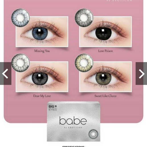 (Hàng Mới Về) Phấn Mắt Mềm Mại Softlens X2 Babe Dear My Love / Gray Minus Big Eyes 16mm Bycon.. 0.50 S. - 6.00