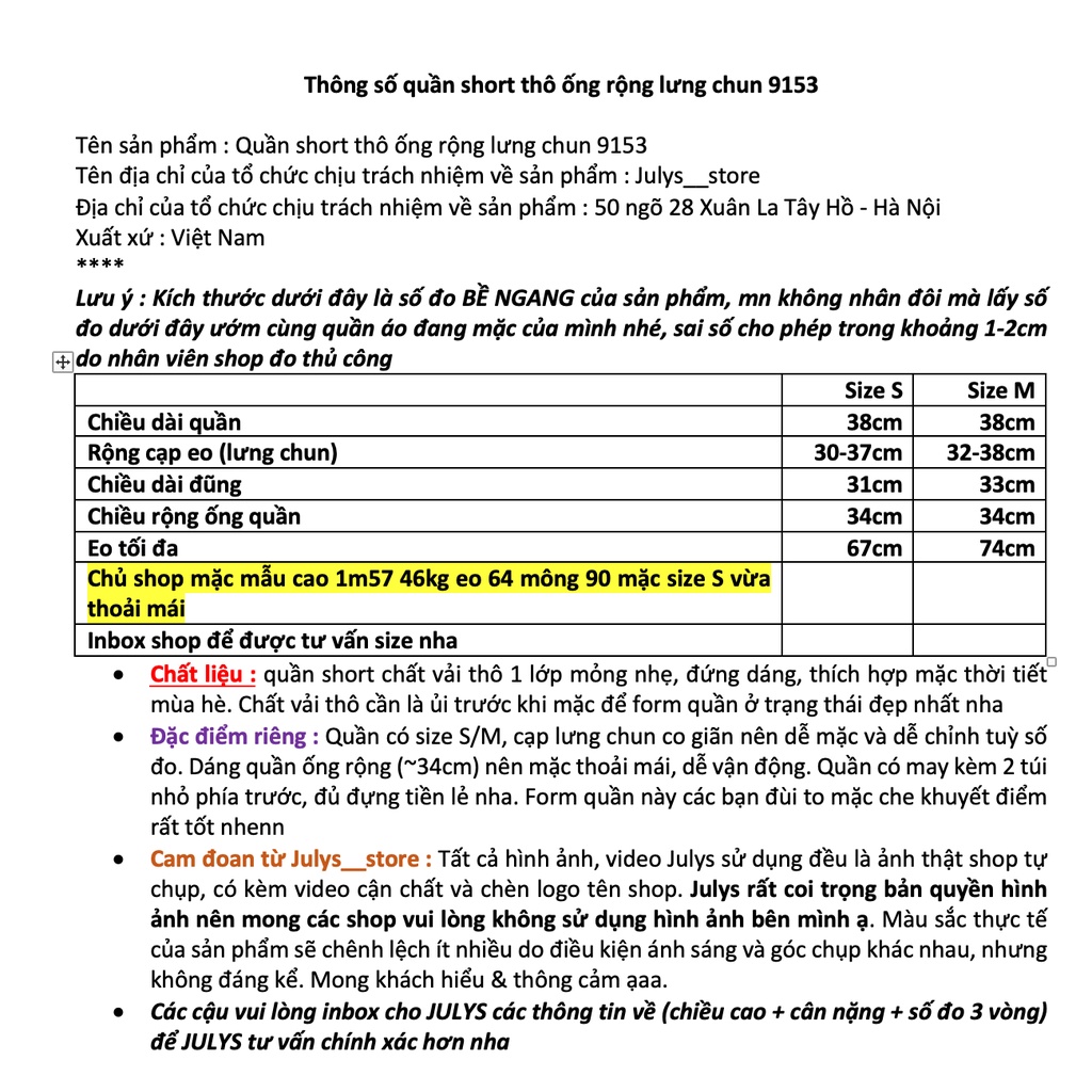Quần short thô ống rộng lưng chun 9153 (ảnh thật shop chụp kèm video)