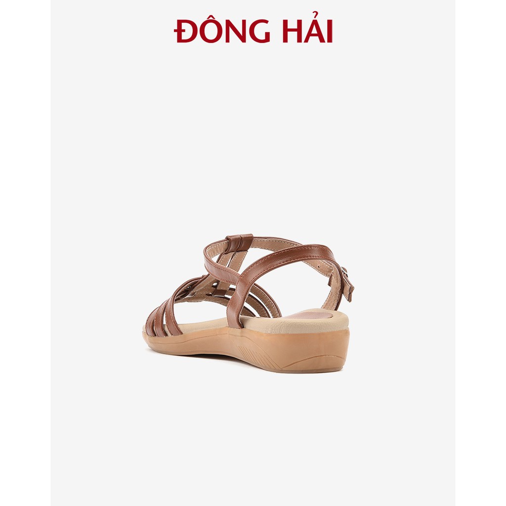 &quot;TẶNG 30K khi theo dõi gian hàng&quot; Sandal da bò nữ Đông Hải thiết kế quai ngang đế xuồng 3cm tôn dáng - S5375