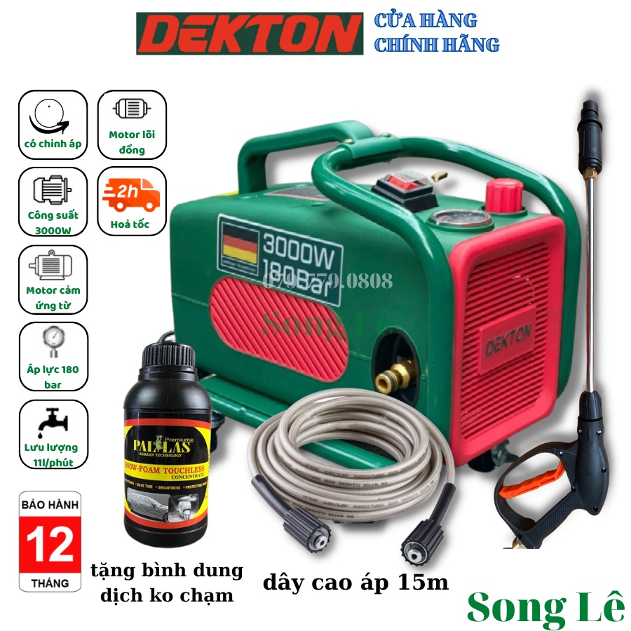 Máy rửa xe áp lực Dekton 3000W - DK CWR3000F - Đồng 100%
