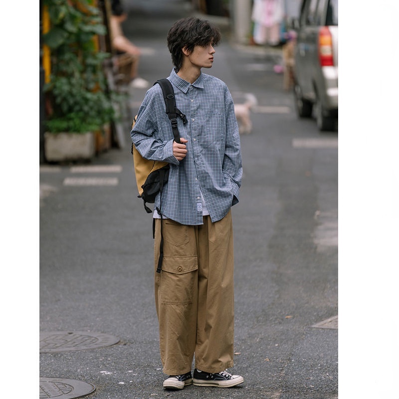 Quần kaki ống rộng phong cách retro mùa thu 2021 cho nam