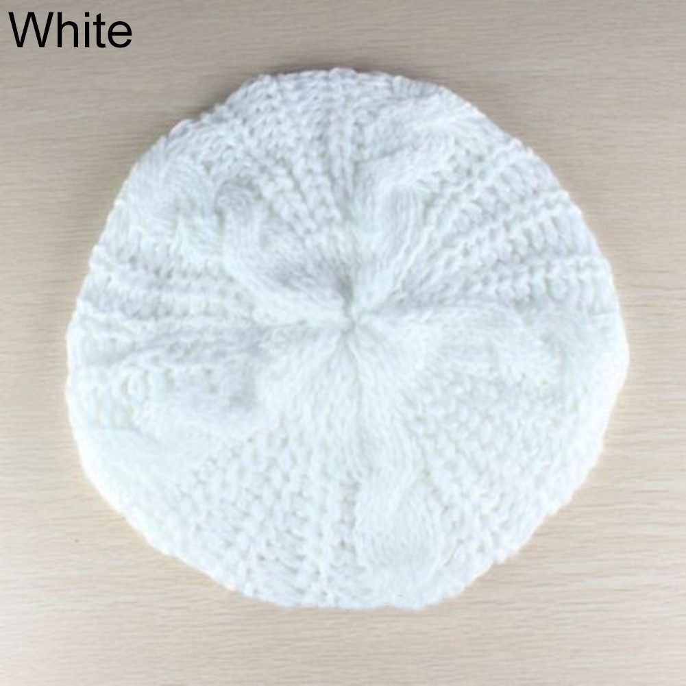 Mũ Beret Dệt Kim Màu Trơn Giữ Ấm Mùa Đông Cho Nữ