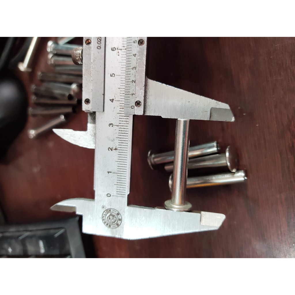 Bộ 4 cái trục đinh tán dùng thay thế bánh xe vali du lịch đường kính 6mm độ dài 36mm thường dùng thay bánh xe đơn