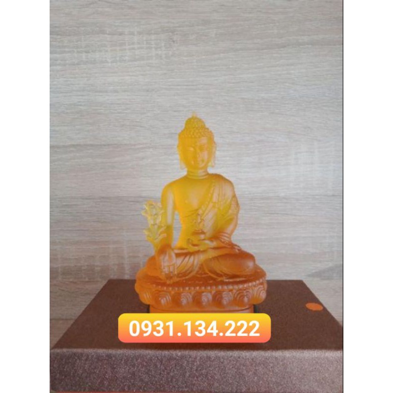 Tượng phật ô tô tượng phật dược sư màu cam cao 12cm