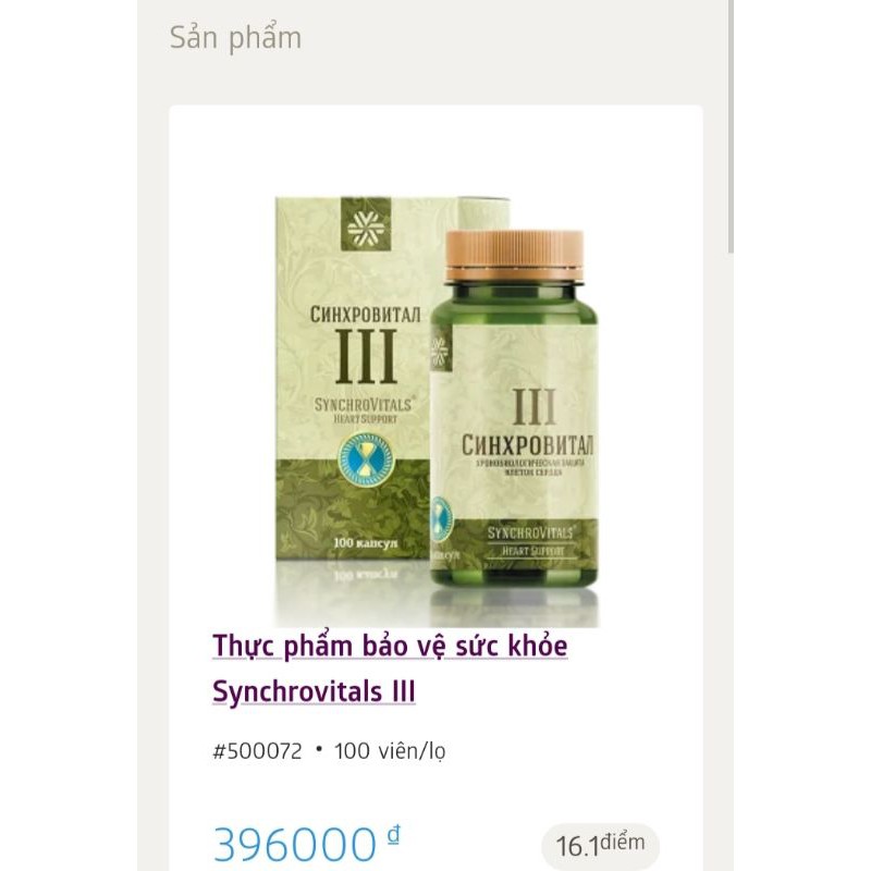 SYNCHROVITALS III SIBERI TIM MẠCH KHOẺ MẠNH | BigBuy360 - bigbuy360.vn