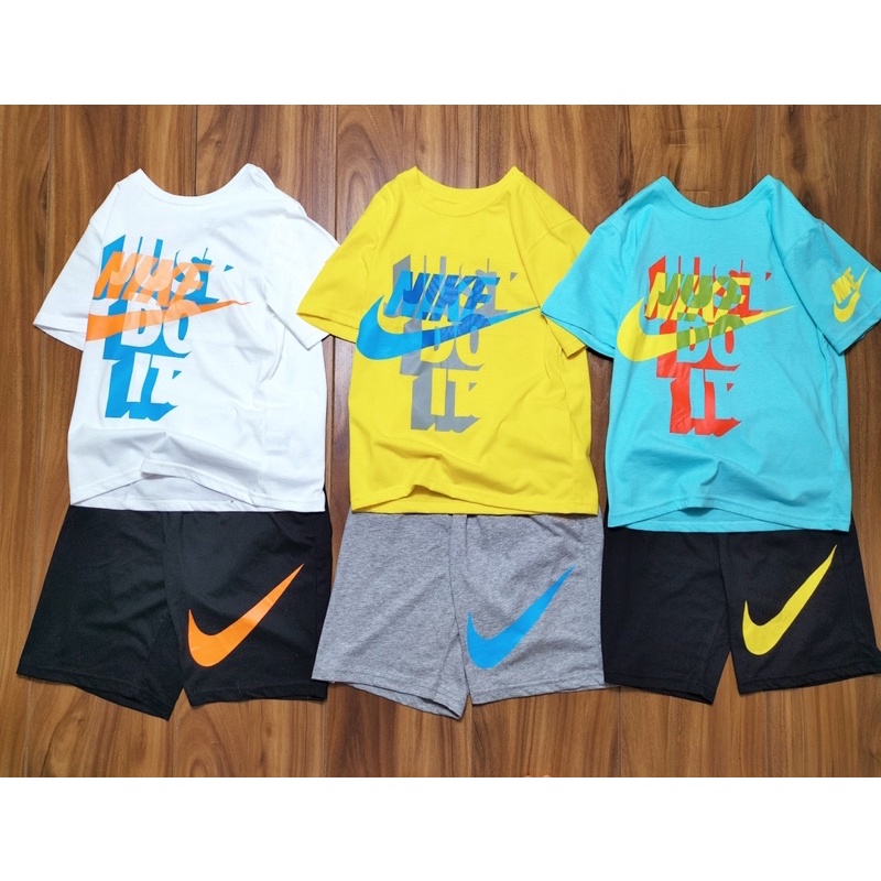 Đồ bộ ngắn tay thun cotton bé trai hoạ tiết NIKE 5-16T
