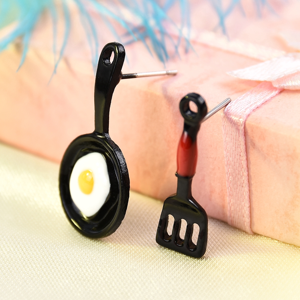 Bông tai hình chảo chiên trứng mini nhỏ xinh đáng yêu