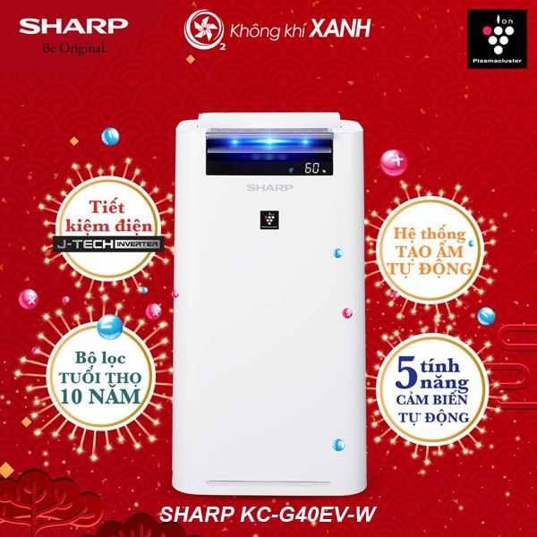 Máy Lọc Không Khí Và Tạo Ẩm Sharp KC-G40EV-W - Hàng chính hãng