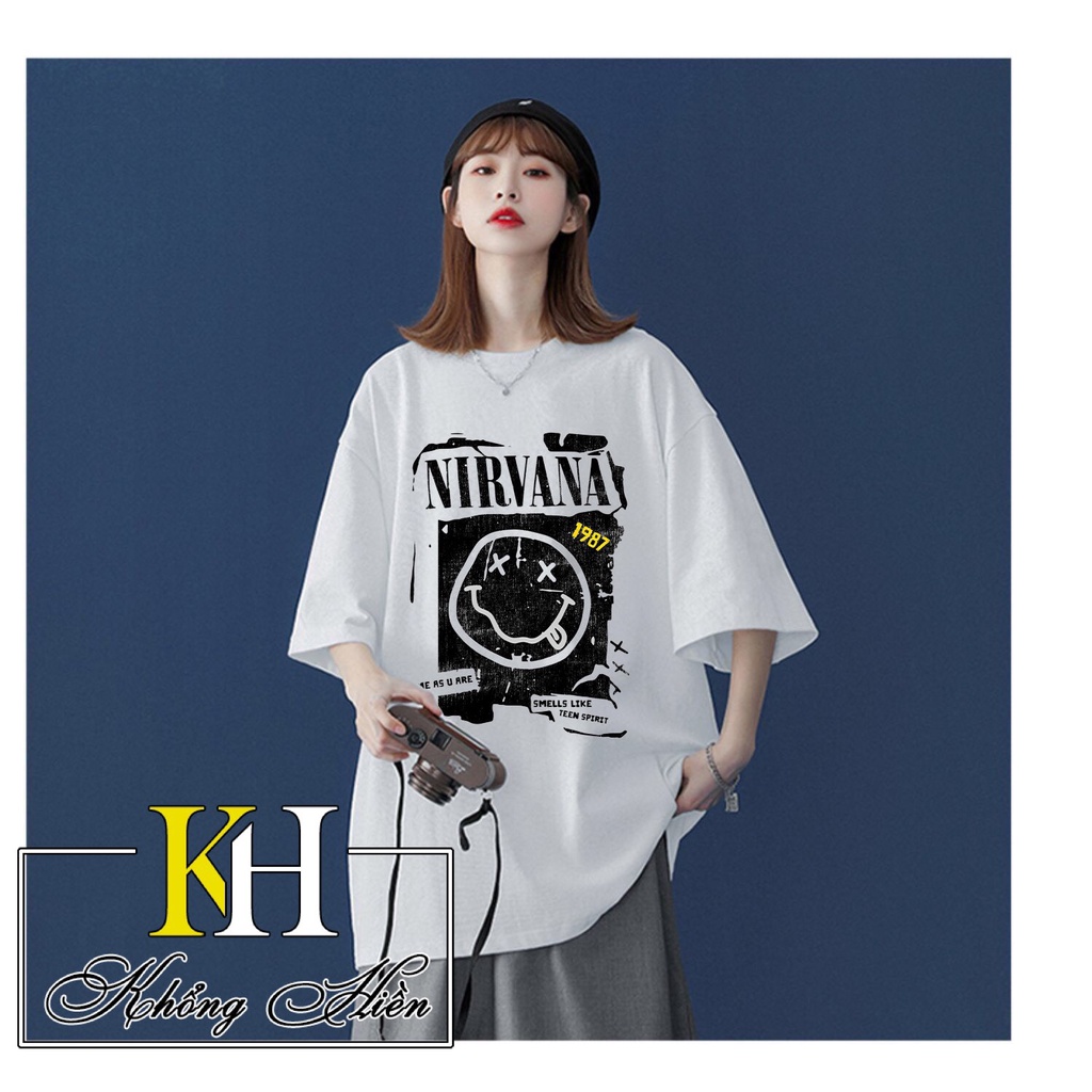Áo thun unisex MADUKA from rộng cổ tròn tay lễ freesize 38-70kg Mặt cười 1987