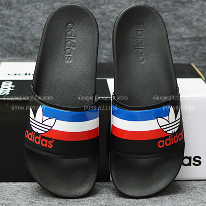 Adidas Plus Cloudfoam Sample màu đen đế đen quai đen ba lá sọc xanh trắng đỏ