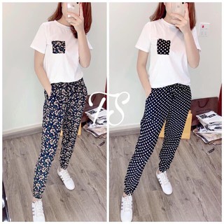 set quần lanh áo thun thái