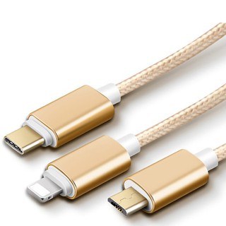 Dây cáp cao cấp 3 trong 1 Micro USB, Lightning, USB TypeC