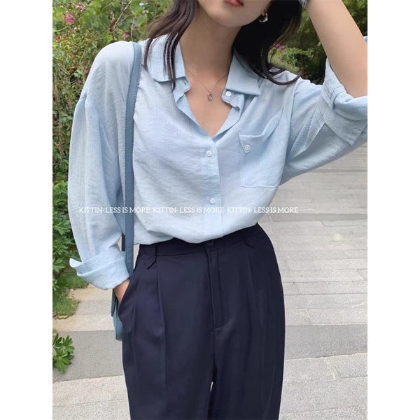 Áo sơmi lụa tăm túi ngực có 3 màu